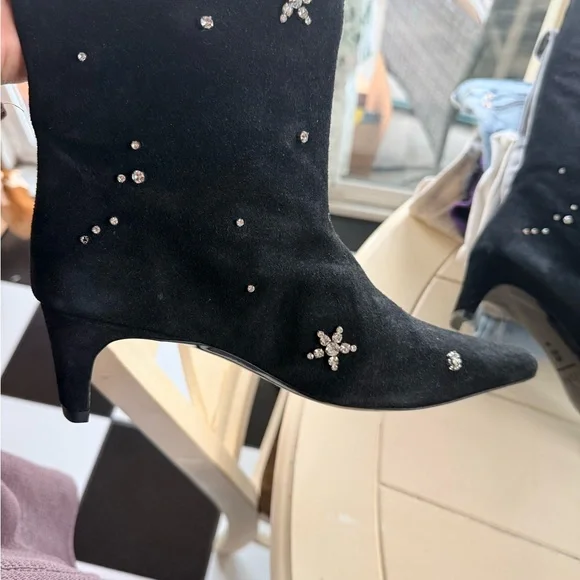 Black Embellished Knee-High Boots - Picture 10 of 13